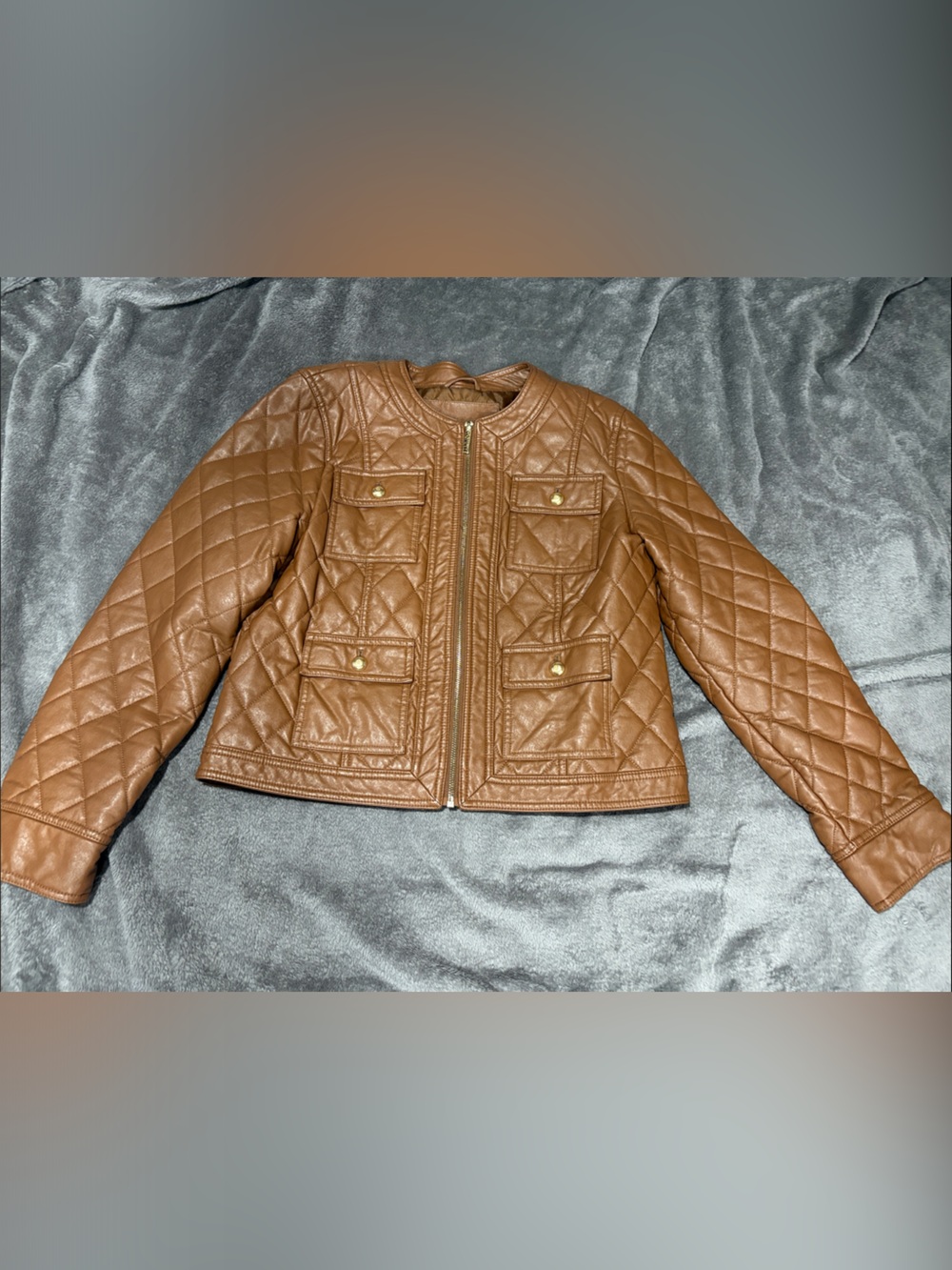 Tommy Hilfiger Quilted Tan Leather Jacket